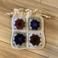 花モチーフのミニ巾着袋