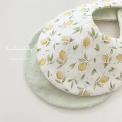 ●１セット限定●ハンドメイド　たまご型スタイ　２枚セット　夏色　レモン　ミント