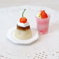 カスタードプリン&いちごミルクのセット　ミニチュアスイーツ