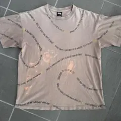 Stussy 00s 総柄 ショーンフォント レアデザイン ブラウン T ／ L