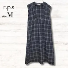 アールピーエス r.p.s ノースリーブワンピース チェック柄 黒 M ウール混