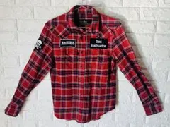 最終値引き済！bernings sho 刺繍チェックシャツジャケット red - メルカリ