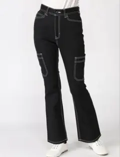 X-girl フレアパンツ ステッチ ブラックのサムネイル