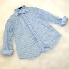 ダブルクローゼット バックリボン シアー ストライプシャツ 水色 ブラウス F