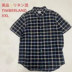 美品✨ティンバーランド 麻混 リネン 半袖ボタンダウンシャツ チェック柄XXLのサムネイル