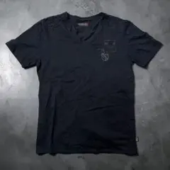MORGAN HOMME Vネック Tシャツ 刺繍 黒 Mのサムネイル
