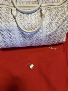 BALLY ボストンバッグ ホワイト チェック柄