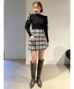 スナイデル　ロービングチェックスカショーパン　ネイビー