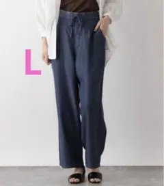 グローバルワーク ライトデニムイージーパンツ　ネイビー L