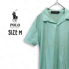 ポロゴルフラルフローレン ポロシャツ M 古着 ポニーロゴ 薄緑 無地c29