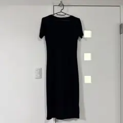 美品　Dazy 黒ワンピース　半袖カットソーワンピース スリット入り　ロング