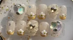 現品限り！ネイルチップ 10個セット ピンクベージュ系 ラメ