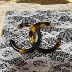 べっ甲柄 フープピアス ゴールド③