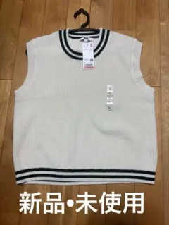 UNIQLO チルデンニットベスト オフホワイト Lのサムネイル
