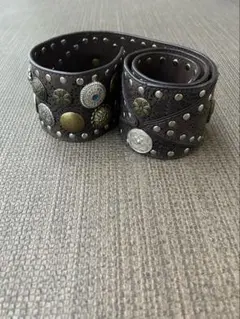 Antimid スタッズ付き黒レザーベルト - メルカリ