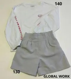 【GLOBAL WORK】 長袖カットソー 140 ショートパンツ 130セット