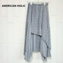 アメリカンホリック プリーツスカート アシンメトリー 花柄 ウエストゴム A23