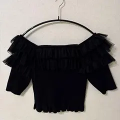 SNIDEL フリルオフショルダー半袖ニット