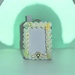 ホイップデコ　緑×黄色　カードケース　キーホルダー