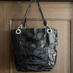 COACH ブラック レザー トートバッグ