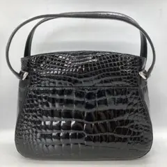 0620801S JRA認証 クロコダイル型押し ハンドバッグ ブラック - メルカリ