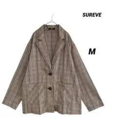 ￼SUREVE/薄手オーバーサイズテーラードジャケット/チェック柄/大きめM
