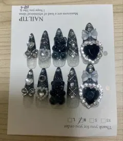 黒グラデーションネイルチップ Mサイズ10個セット