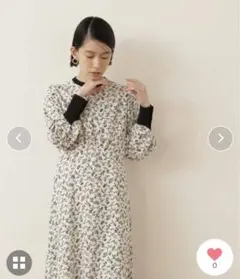 【NATURAL BEAUTY BASIC】リーフプリントバンドカラーワンピース