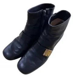 ★ LV ルイヴィトン ★レザー ショートブーツ ゴールド金具 24cm位 黒