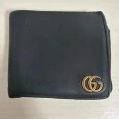 GUCCI グッチ　GG マーモント 二つ折り財布 ブラック レザー シボ革のサムネイル