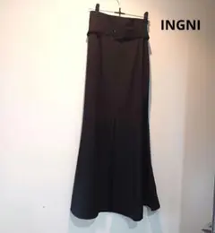 【美品】INGNI ベルト付 ロングフレアスカート スリット黒