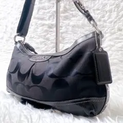 COACH Signature Black Patent Shoulder