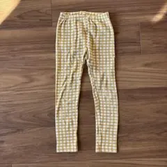 ユニクロ　UNIQLO リブレギンス　イエローチェック柄　110cm
