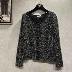 a.v.v STANDARD ツィードカーディガン黒　M