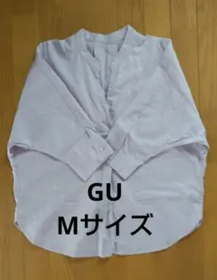 ★GU★ジーユー★薄紫★バンドカラーシャツ★五分袖★ゆったり