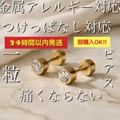【痛くならない】一粒ピアス　上品　華奢感　つけっぱなし　【金属アレルギー対応】