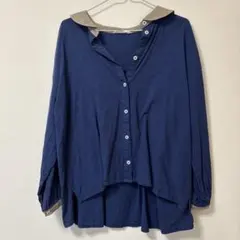 Mushroom 長袖シャツ ネイビー M