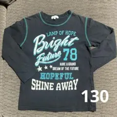 3can4on 長袖130　黒 英字/緑・白