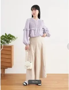 earth music&ecology　配色ステッチスカート　M