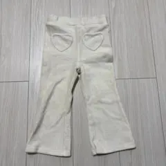 putit mainクリーム色 ハート型ポケット コーデュロイフレアパンツ