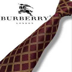 BURBERRY LONDON ネクタイ ワインレッド チェック柄 高級シルク