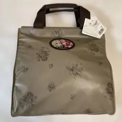 ベージュ花柄トートバッグ