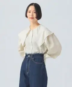 BEAMS HEART／ビッグカラー ドビーシャツ(イエロー)のサムネイル