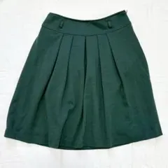 C.D.S BASIC タックフレアスカート ひざ丈 プリーツ グリーン 緑 Mのサムネイル
