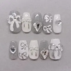 ネイルチップ フレンチガーリー フラッシュネイル バレエコア Y2K リボン