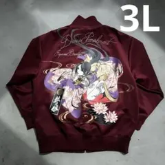 美品 抜刀娘 トラックジャケット 3L 葵 刀 和柄刺繍 プリント ワインレッド 美品 抜刀娘 トラックジャケット 3L 葵 刀 和柄刺繍 プリント ワイン