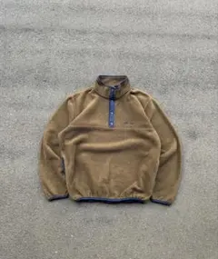 80s L.L.Bean フリース 筆記体ロゴ ブラウン スナップT