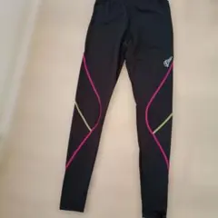 新品　Fila 黒 レギンス ピンク 緑 ラインM