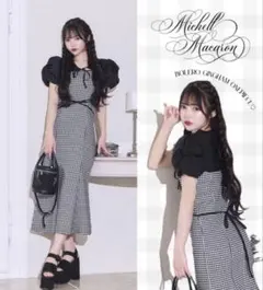 Michell Macaron シアーボレロ付きギンガムワンピース