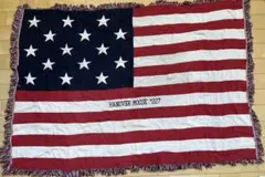 大人気】vintageラグマット星条旗アメリカUSA 厚手タペストリー 古着